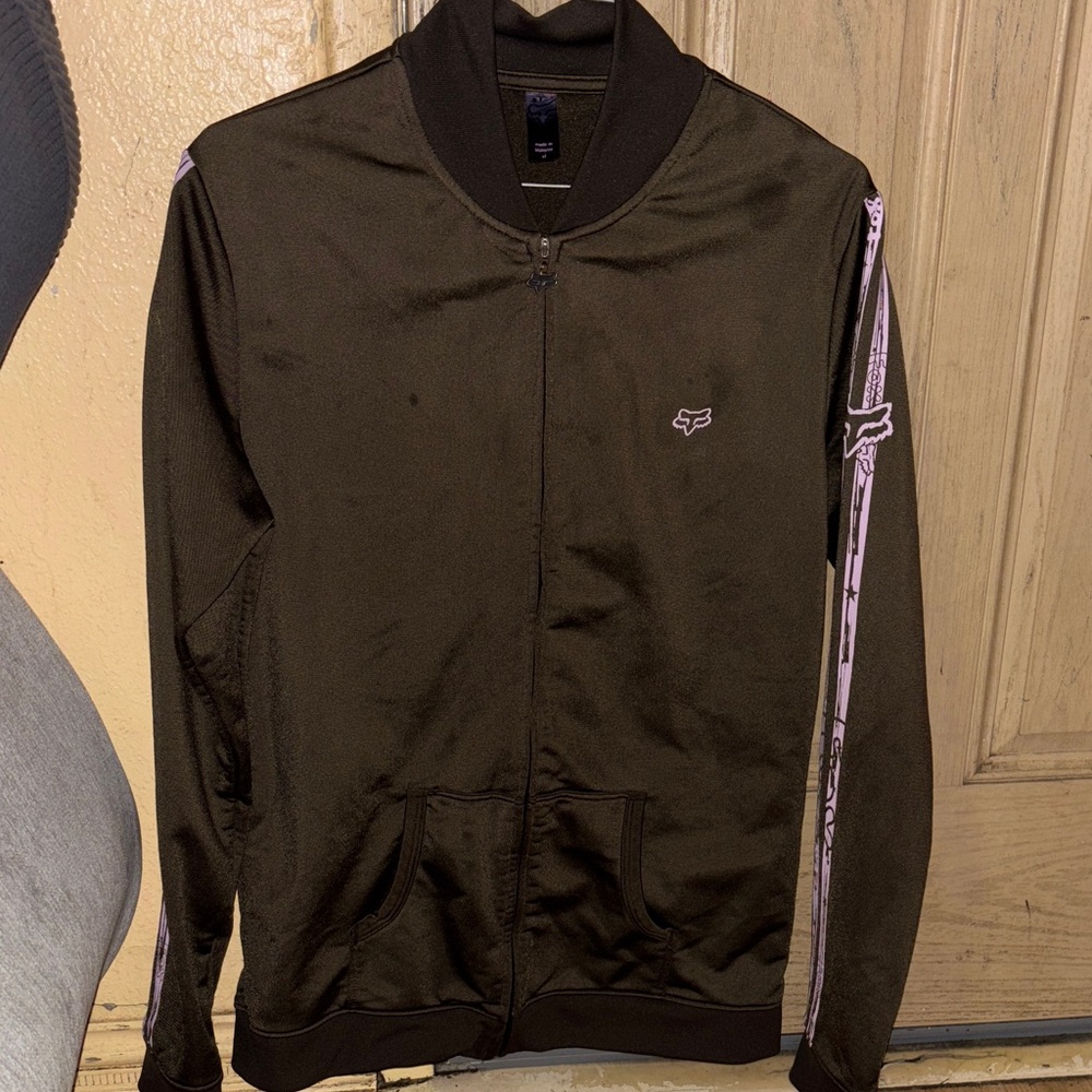 Black Zip-Up Fox Racing Jacket